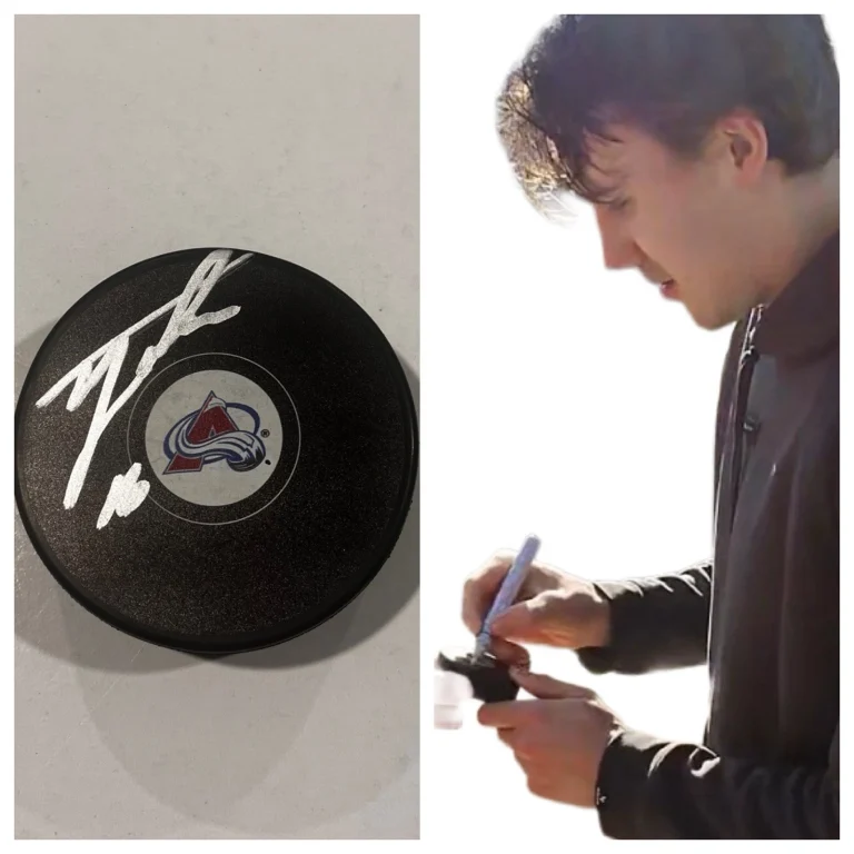TAYLOR MAKAR SIGNED COLORADO AVALANCHE HOCKEY PUCK W/ CASE COA