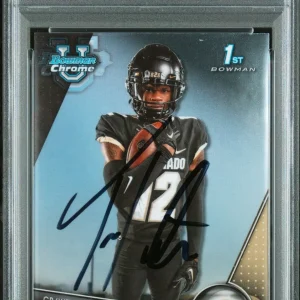 TRAVIS HUNTER Autographed 2023 BOWMAN UNIVERSITY CHROME #36 Auto PSA/DNA