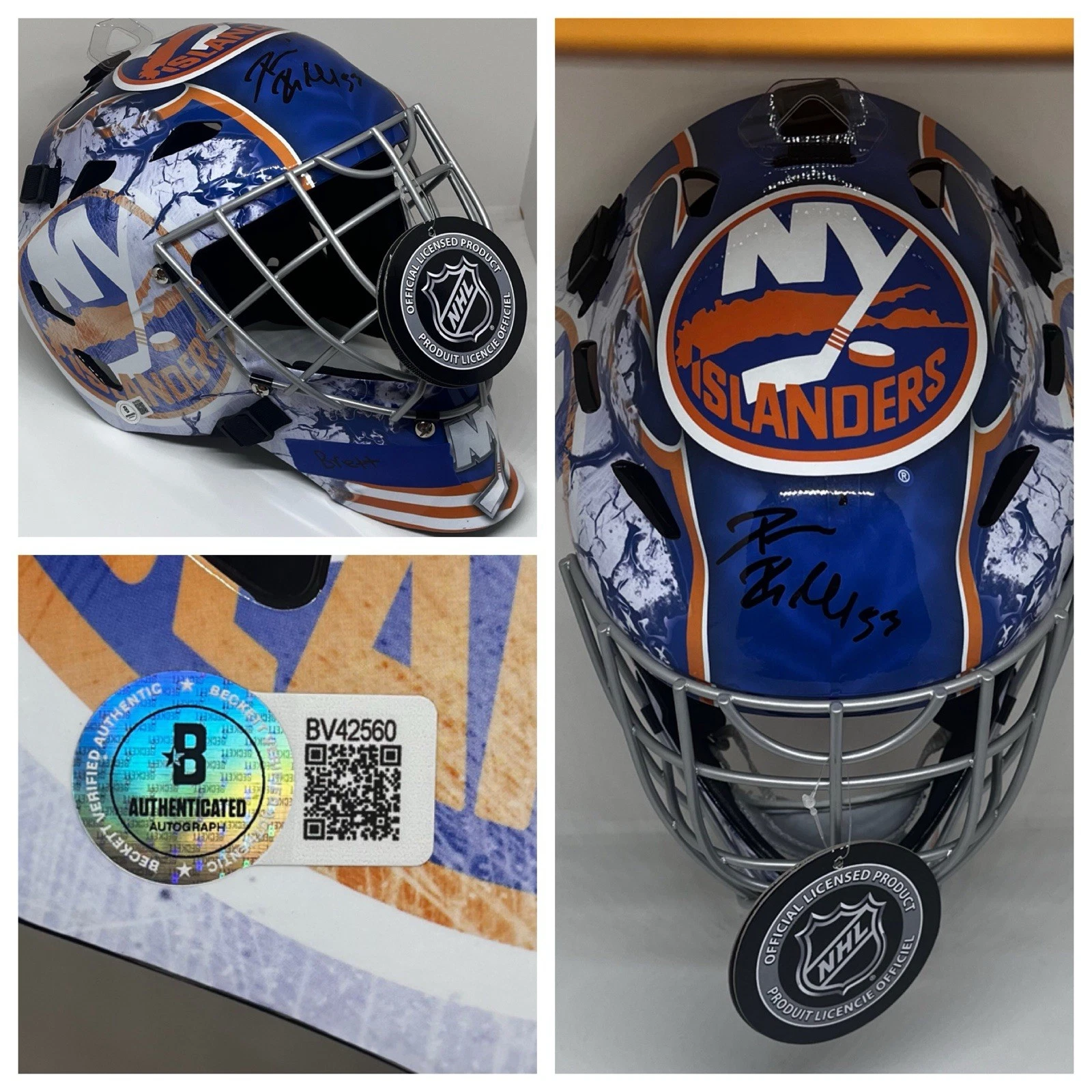 DAVID RITTICH SIGNED NEW YORK ISLANDERS FULL SIZE FS GOALIE HELMET MASK ...