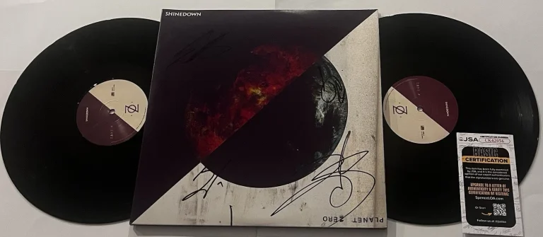 SHINEDOWN BAND SIGNED PLANET ZERO LP VINYL RECORD ALBUM BRENT SMITH +3 JSA COA
