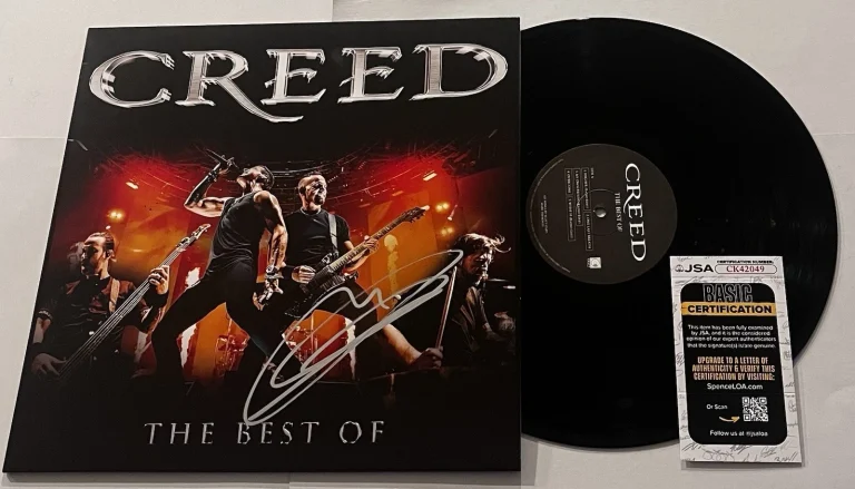 MARK TREMONTI CREED BAND SIGNED THE BEST OF CREED LP VINYL RECORD ALBUM JSA COA