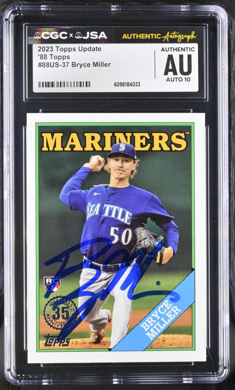 BRYCE MILLER SIGNED 2023 TOPPS UPDATE ROOKIE CARD #88US-37 CGC AU JSA 10 AUTO
