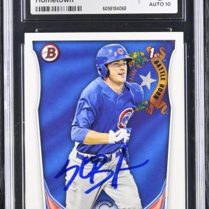 KRIS BRYANT SIGNED 2014 BOWMAN HOMETOWN ROOKIE CARD #BP25 CGC 8 JSA 10 AUTO