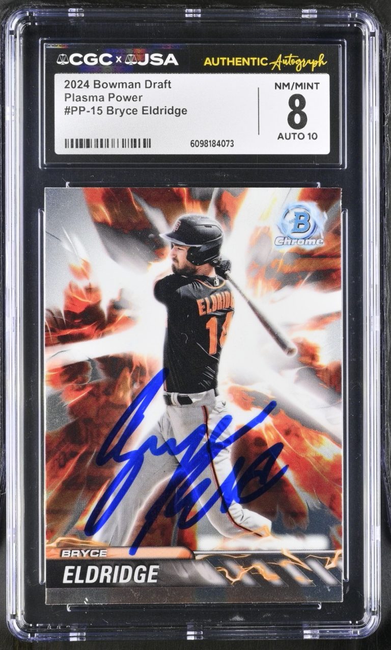 BRYCE ELDRIDGE SIGNED 2024 BOWMAN DRAFT PLASMA CARD #PP-15 CGC 8 JSA 10 AUTO
