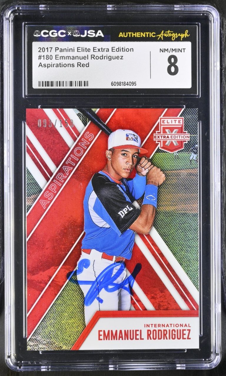 EMMANUEL RODRIGUEZ SIGNED 2017 PANINI ELITE EXTRA CARD #180 CGC 8 JSA AUTO