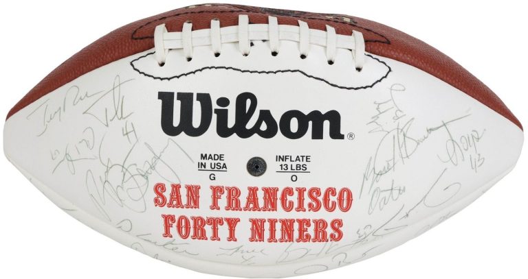 1994 Super Bowl 49ers Team Signed Football Rice Young Sanders Dent +45 PSA/DNA