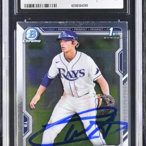 CARSON WILLIAMS SIGNED 2021 BOWMAN DRAFT CHROME CARD #BDC-180 CGC AU JSA AUTO