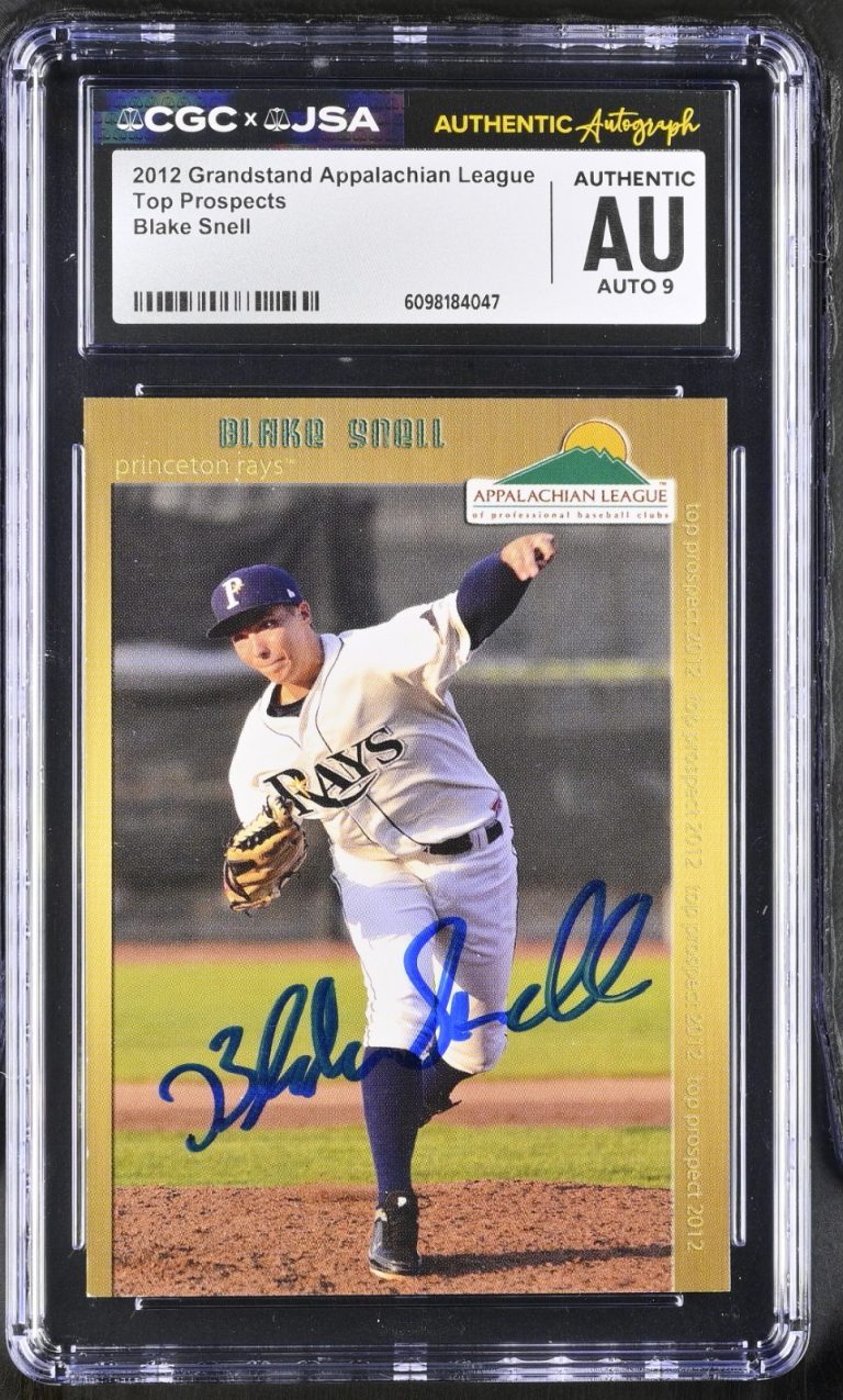 BLAKE SNELL SIGNED 2012 APPALACHIAN LEAGUE TOP PROSPECTS CARD CGC AU JSA 9 AUTO
