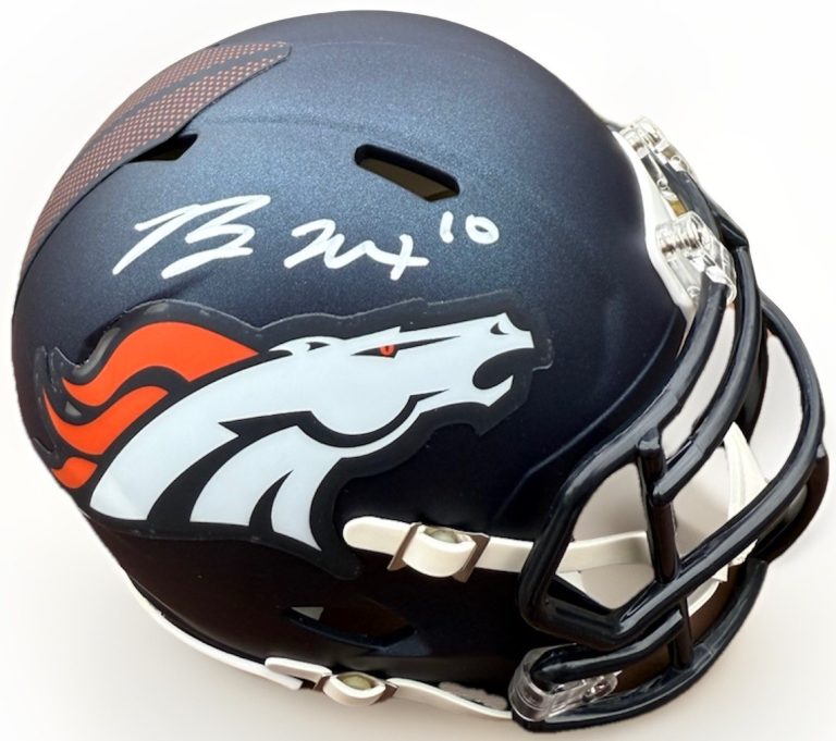 Bo Nix Autographed Denver Broncos Riddell Speed Mini Helmet PSA/DNA