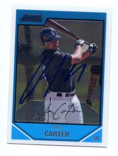 CHRIS CARTER SIGNED 2007 BOWMAN CHROME ROOKIE CARD AUTO