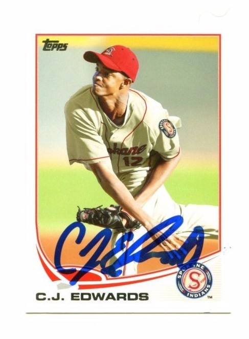 CARL EDWARDS CJ SIGNED 2013 TOPPS DEBUT ROOKIE CARD CHICAGO CUBS AUTO B