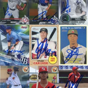 ENYEL DE LOS SANTOS SIGNED 2016 TOPPS HERITAGE MINORS ROOKIE CARD AUTO