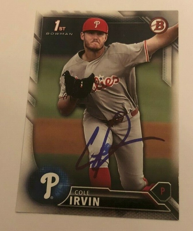 COLE IRVIN SIGNED 2016 BOWMAN DRAFT PROSPECT ROOKIE CARD AUTO
