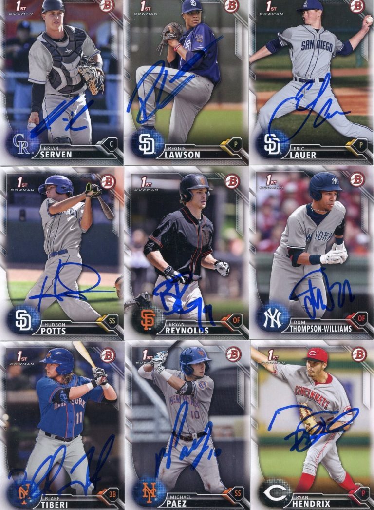 HUDSON POTTS SIGNED 2016 BOWMAN DRAFT PROSPECT ROOKIE CARD AUTO