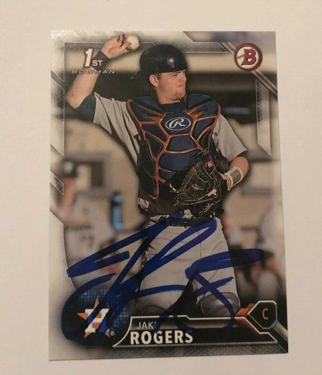 JAKE ROGERS SIGNED 2016 BOWMAN DRAFT PROSPECT ROOKIE CARD AUTO
