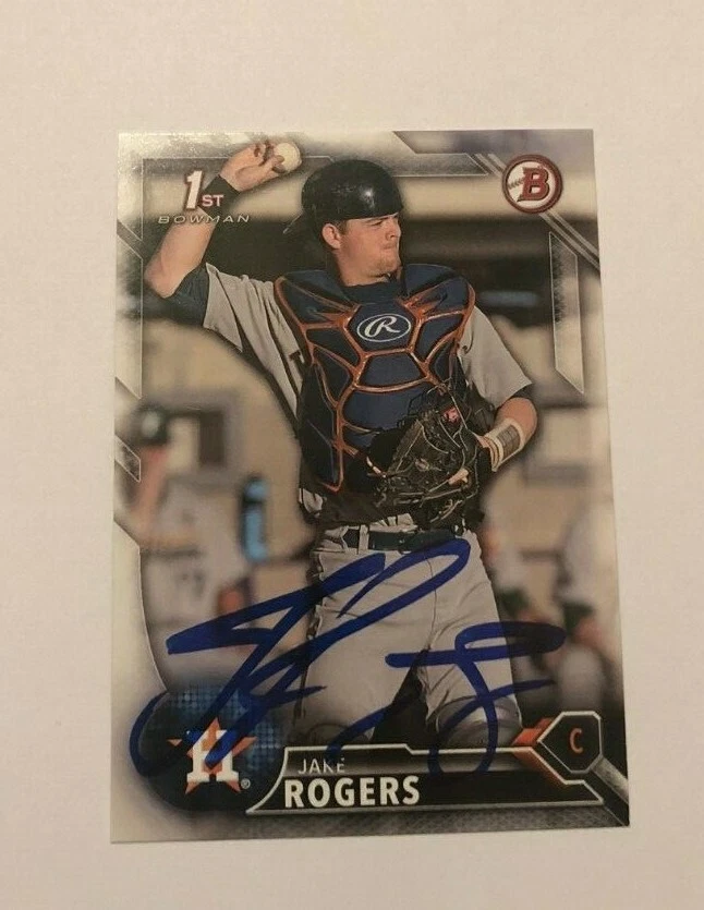 JAKE ROGERS SIGNED 2016 BOWMAN DRAFT PROSPECT ROOKIE CARD AUTO