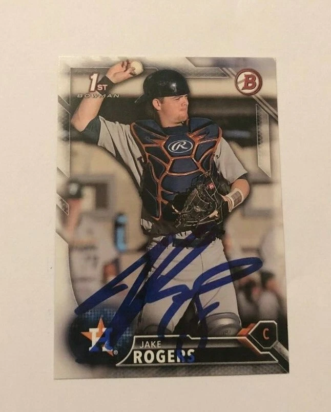 JAKE ROGERS SIGNED 2016 BOWMAN DRAFT PROSPECT ROOKIE CARD AUTO