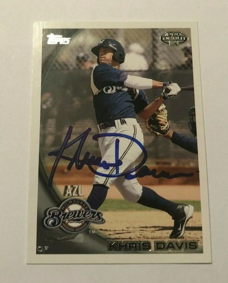 KHRIS DAVIS SIGNED 2010 TOPPS PRO DEBUT PROSPECT ROOKIE CARD AUTO