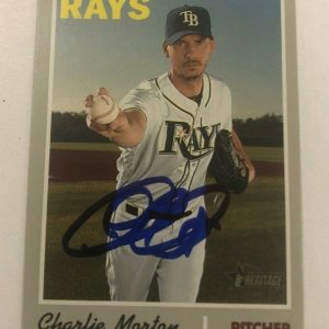 CHARLIE MORTON SIGNED 2019 TOPPS HERITAGE BASEBALL CARD AUTO