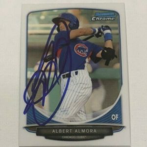 ALBERT ALMORA SIGNED 2013 BOWMAN CHROME PROSPECT ROOKIE CARD AUTO