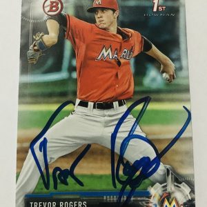 TREVOR ROGERS SIGNED 2017 BOWMAN DRAFT PROSPECT ROOKIE CARD MIAMI MARLINS AUTO