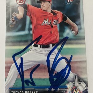 TREVOR ROGERS SIGNED 2017 BOWMAN DRAFT PROSPECT ROOKIE CARD MIAMI MARLINS AUTO