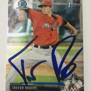 TREVOR ROGERS SIGNED 2017 BOWMAN CHROME DRAFT PROSPECT ROOKIE CARD MARLINS AUTO