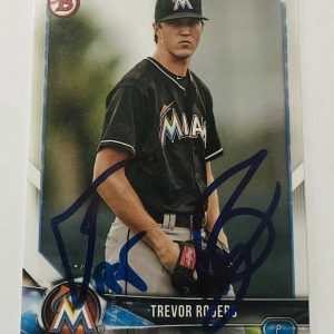 TREVOR ROGERS SIGNED 2018 BOWMAN PROSPECT ROOKIE CARD MIAMI MARLINS AUTO