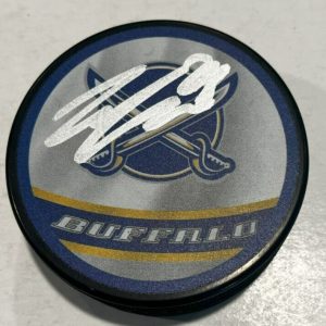 ZEMGUS GIRGENSONS SIGNED BUFFALO SABRES HOCKEY PUCK W/ CASE COA