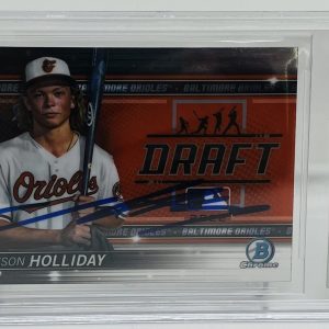 JACKSON HOLLIDAY SIGNED 2022 BOWMAN CHROME DRAFT NIGHT CARD BECKETT BAS AUTO