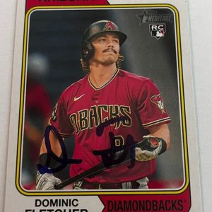 DOMINIC FLETCHER SIGNED 2023 TOPPS HERITAGE BASEBALL CARD AUTO