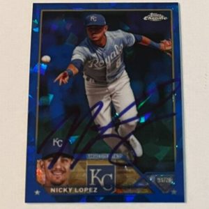 NICKY LOPEZ SIGNED 2023 TOPPS CHROME SAPPHIRE BASEBALL CARD AUTO