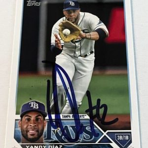 YANDY DIAZ SIGNED 2023 TOPPS BASEBALL CARD AUTO
