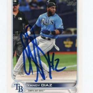 YANDY DIAZ SIGNED 2022 TOPPS BASEBALL CARD AUTO