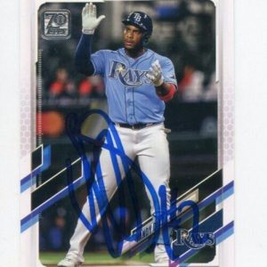 YANDY DIAZ SIGNED 2021 TOPPS BASEBALL CARD AUTO