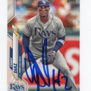 YANDY DIAZ SIGNED 2020 TOPPS BASEBALL CARD AUTO