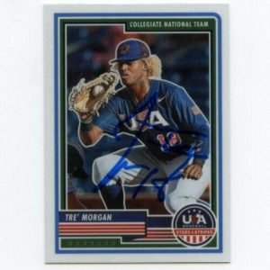 TRE' MORGAN SIGNED 2023 PANINI USA BASEBALL STARS & STRIPES CARD AUTO TRE