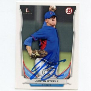 JUSTIN STEELE SIGNED 2014 BOWMAN DRAFT BASEBALL CARD AUTO