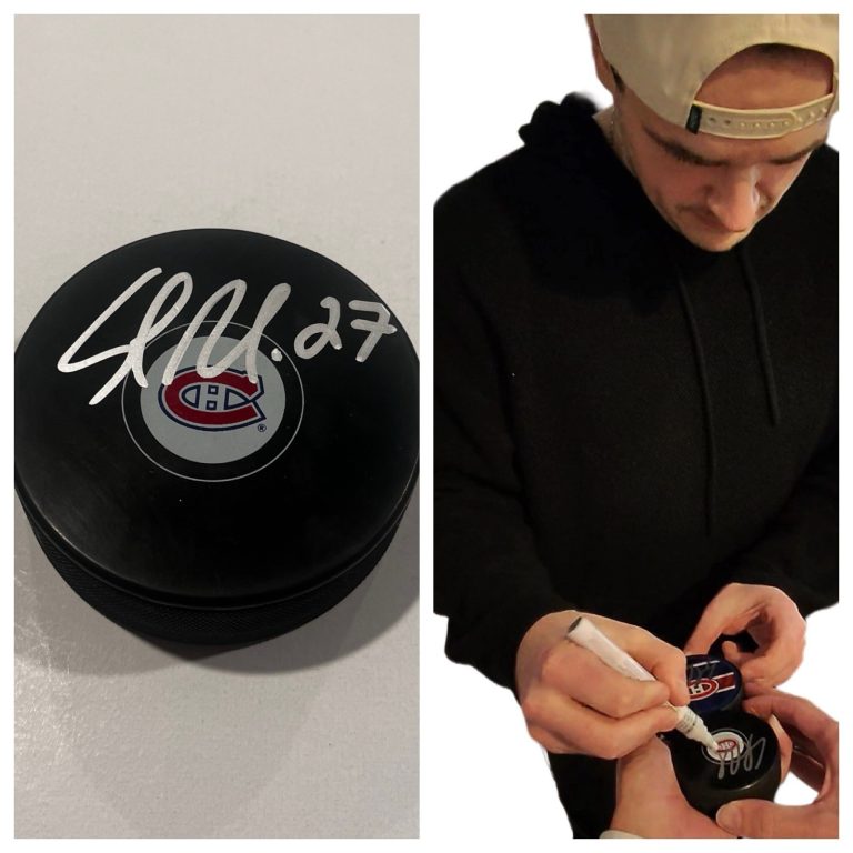 SAMMY BLAIS SIGNED MONTREAL CANADIENS HOCKEY PUCK W/ CASE COA