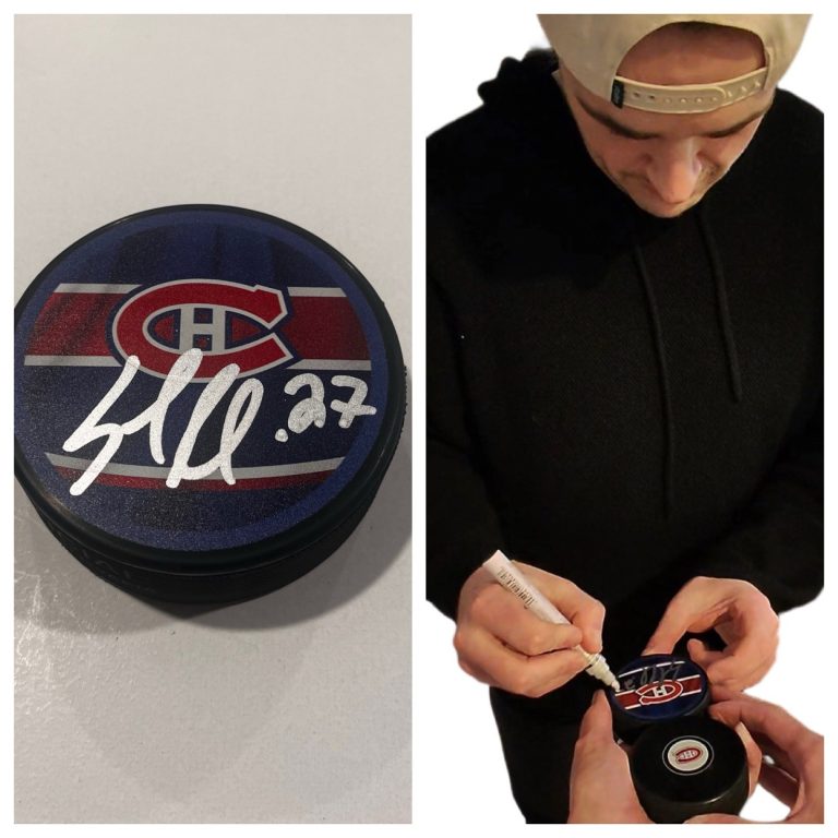 SAMMY BLAIS SIGNED MONTREAL CANADIENS HOCKEY PUCK W/ CASE COA