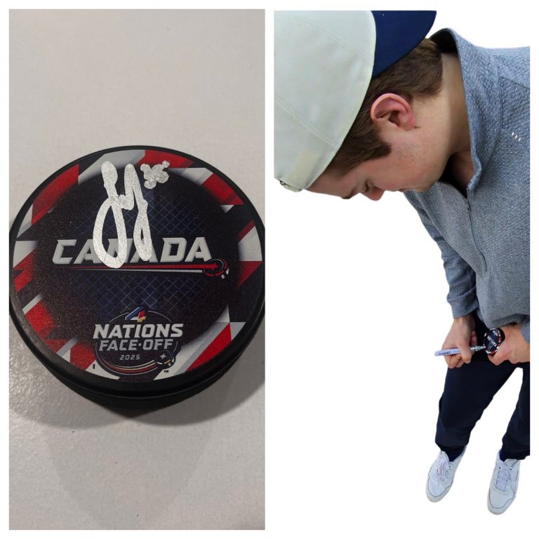 SAMUEL MONTEMBEAULT SIGNED CANADA 4 NATIONS HOCKEY PUCK W/ CASE CANADIENS COA
