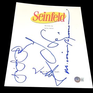 SEINFELD CAST SIGNED AUTOGRAPH SCRIPT TELEVISION DREYFUS RICHARDS BECKETT BAS D