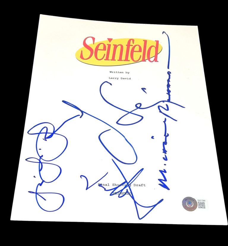 SEINFELD CAST SIGNED AUTOGRAPH SCRIPT TELEVISION DREYFUS RICHARDS BECKETT BAS D
