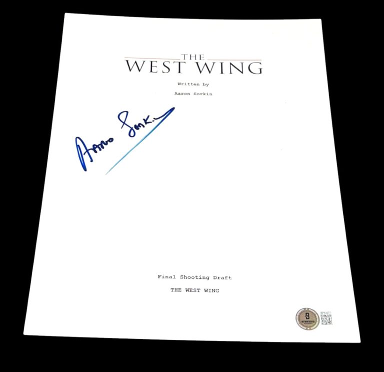 AARON SORKIN SIGNED AUTOGRAPH SCRIPT THE WEST WING BECKETT BAS AUTO COA F
