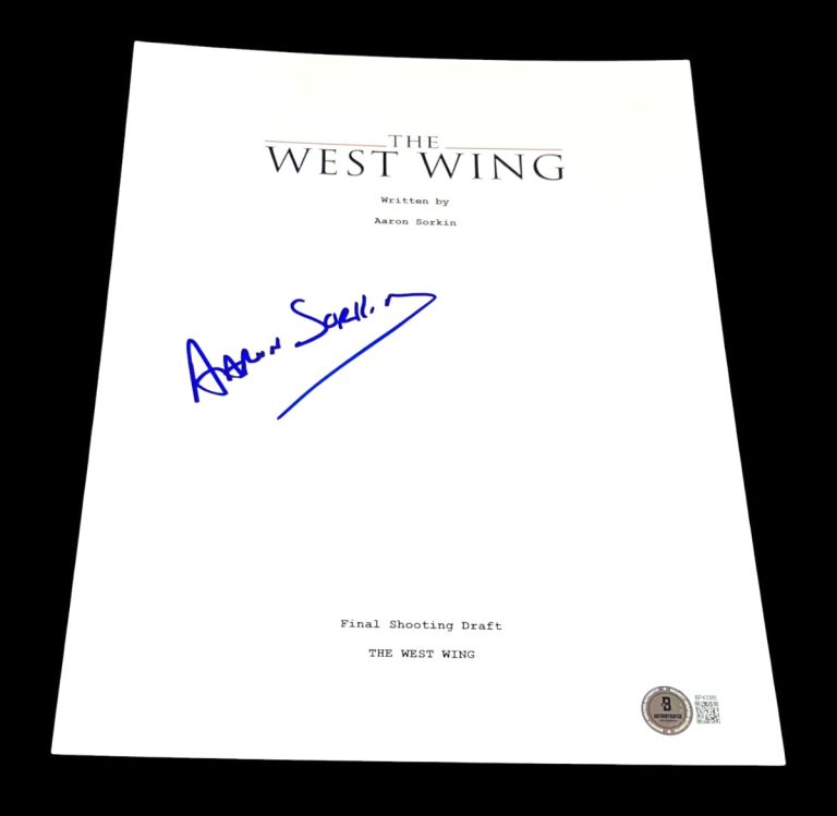 AARON SORKIN SIGNED AUTOGRAPH SCRIPT THE WEST WING BECKETT BAS AUTO COA I
