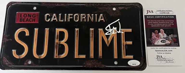 ERIC WILSON SIGNED SUBLIME BAND LICENSE PLATE SANTERIA WHAT I GOT JSA COA