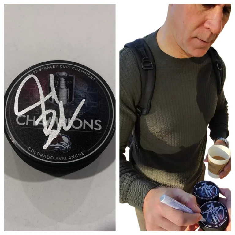 JARED BEDNAR SIGNED COLORADO AVALANCHE 2022 STANLEY CUP HOCKEY PUCK W/ CASE COA