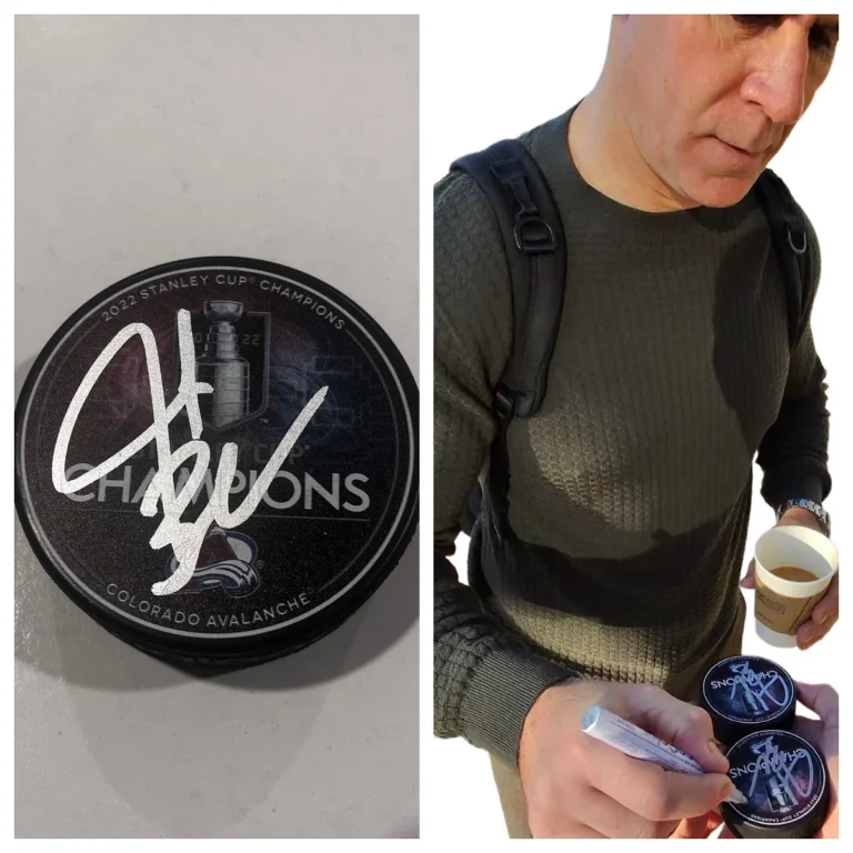 JARED BEDNAR SIGNED COLORADO AVALANCHE 2022 STANLEY CUP HOCKEY PUCK W/ CASE COA