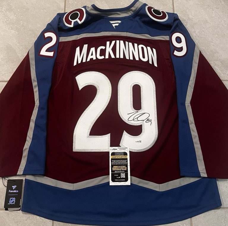 NATHAN MACKINNON SIGNED COLORADO AVALANCHE FANATICS PREMIUM HOCKEY JERSEY JSA