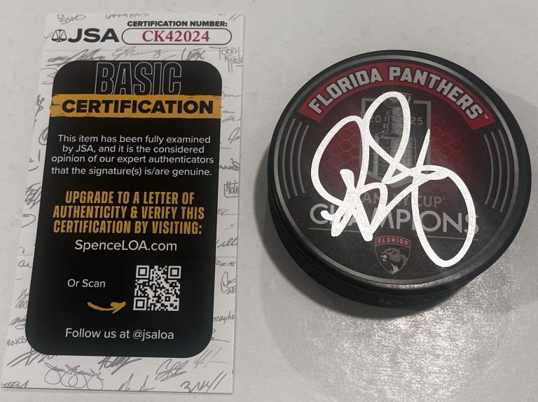 BILL ZITO SIGNED FLORIDA PANTHERS 2025 STANLEY CUP PUCK W/ CASE JSA COA